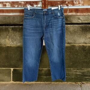 Ann Taylor LOFT Womens Jeans Sz‎ 14 32 High Waist Straight Crop Blue Denim NEW